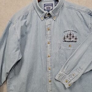VTG US Air Force Thunderbirds Embroidered Denim Shirt XL Button Down Long Sleeve